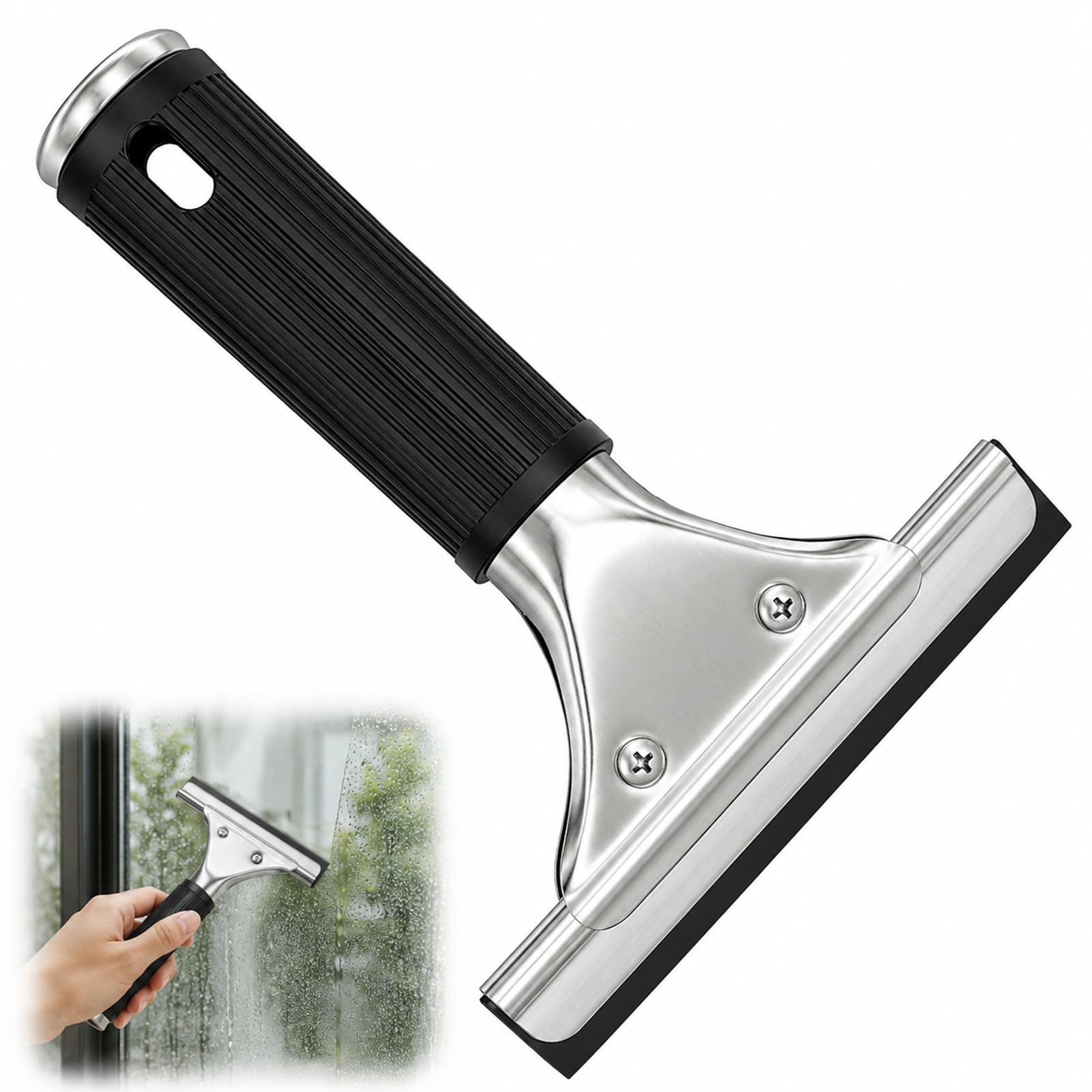 15cm Window Squeegee with Rubber Blade Stainless Shower Screen Wiper