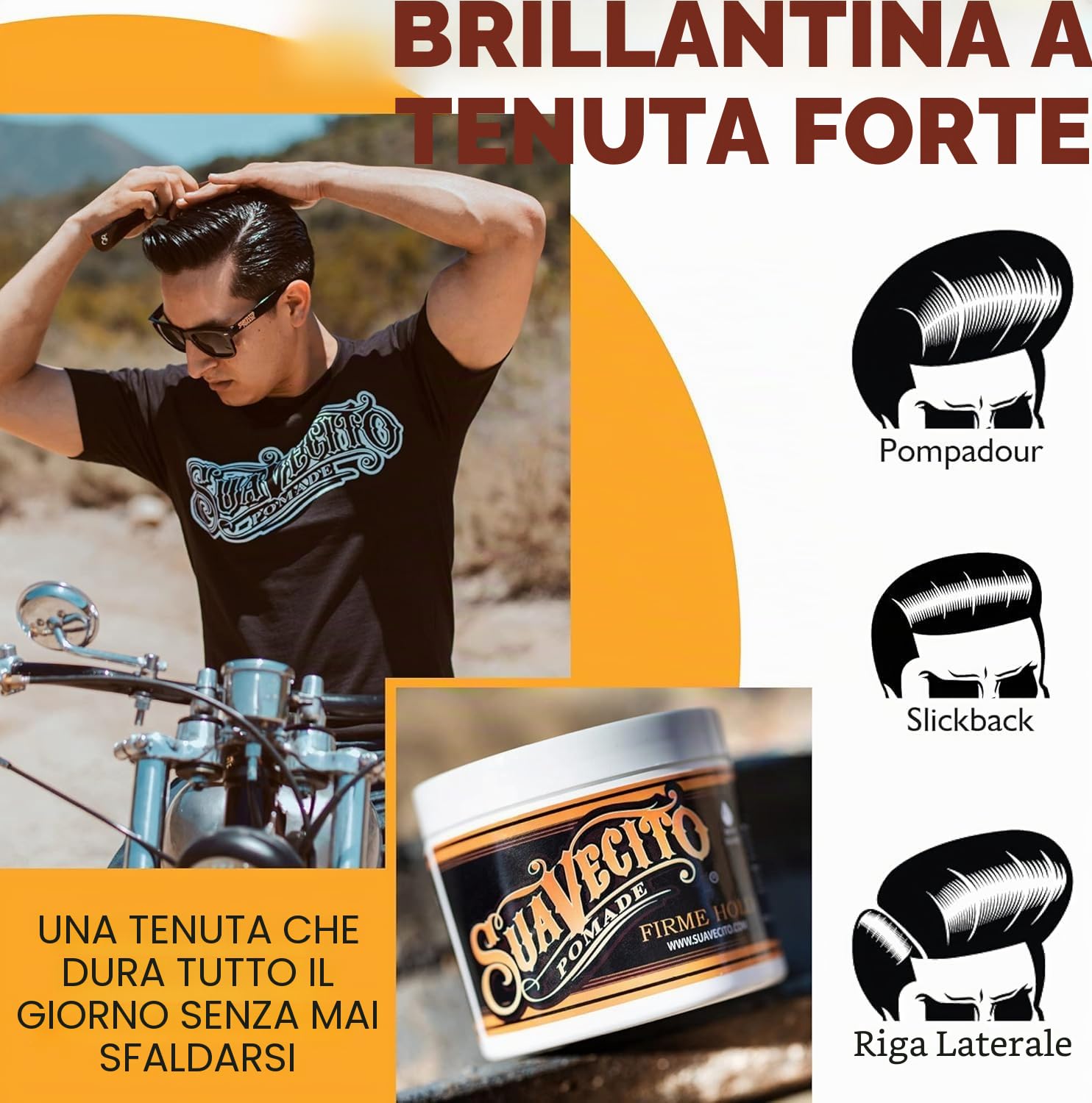 Suavecito Firme Strong Hold Pomade, Strong Hold Pomade For Men, Medium Shine Water Based Wax Flake Free Hair Gel, 4oz/113g x 2