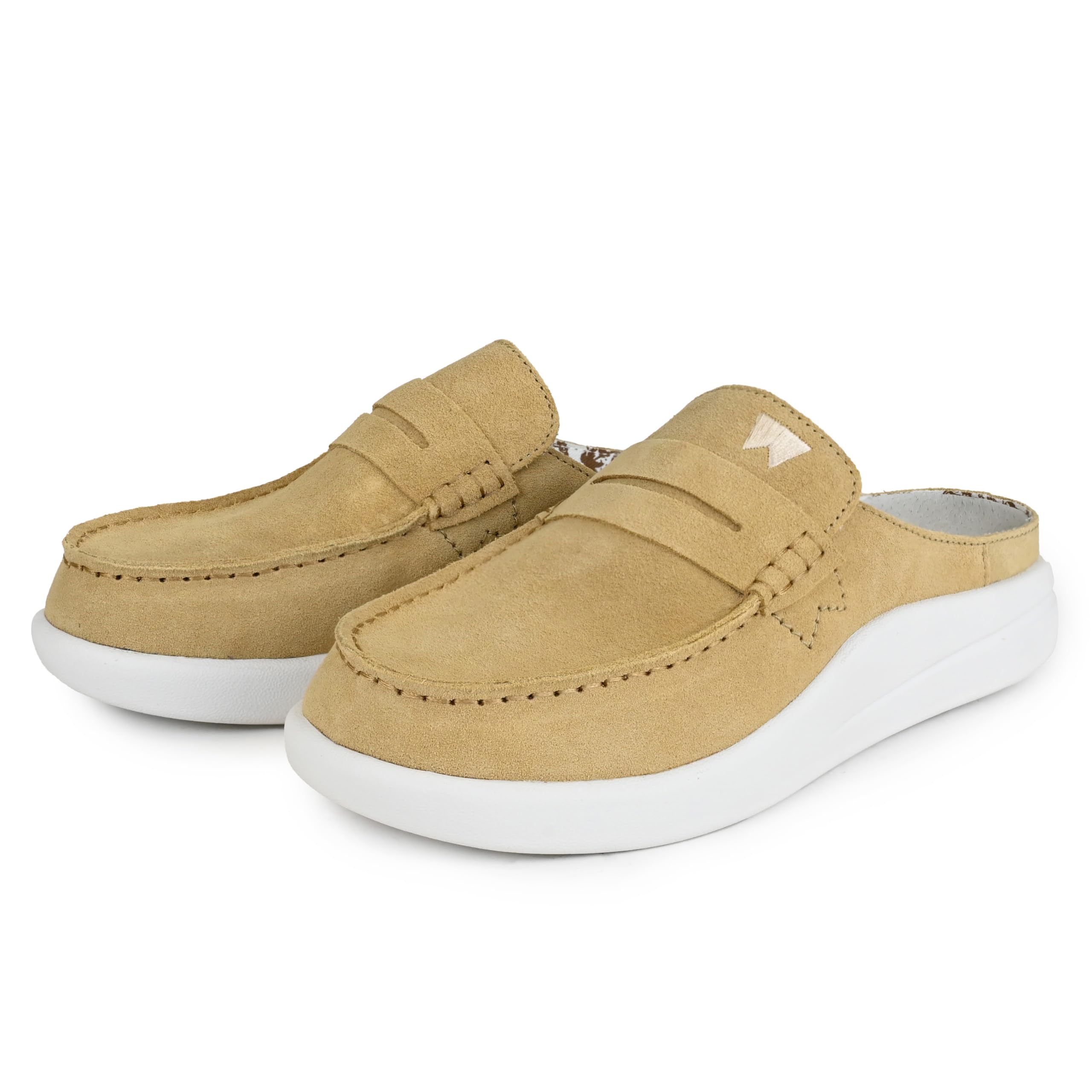 Kickback Frenchy para Mujer Penny Mule - Mocasin Slip On Women's Slider - Zapato Ligero de Ante - Plantilla de Piel Forrada de Espuma Confort - Zapatos Casuales de Verano