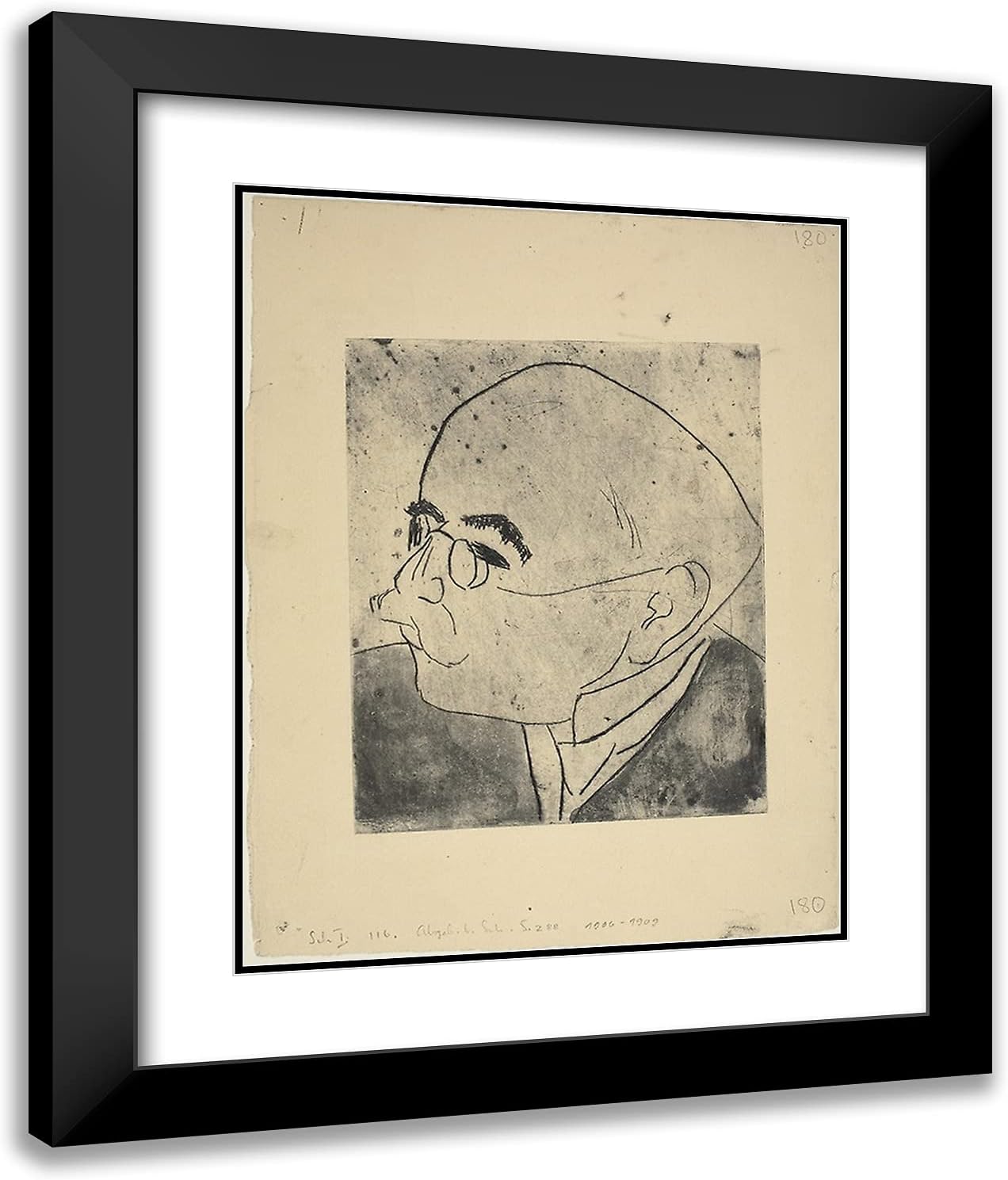 ArtDirect Ernst Ludwig Kirchner 20x24 Black Modern Framed and Double Matted Art Print Titled Portrait of Dr. Gustav Schiefler