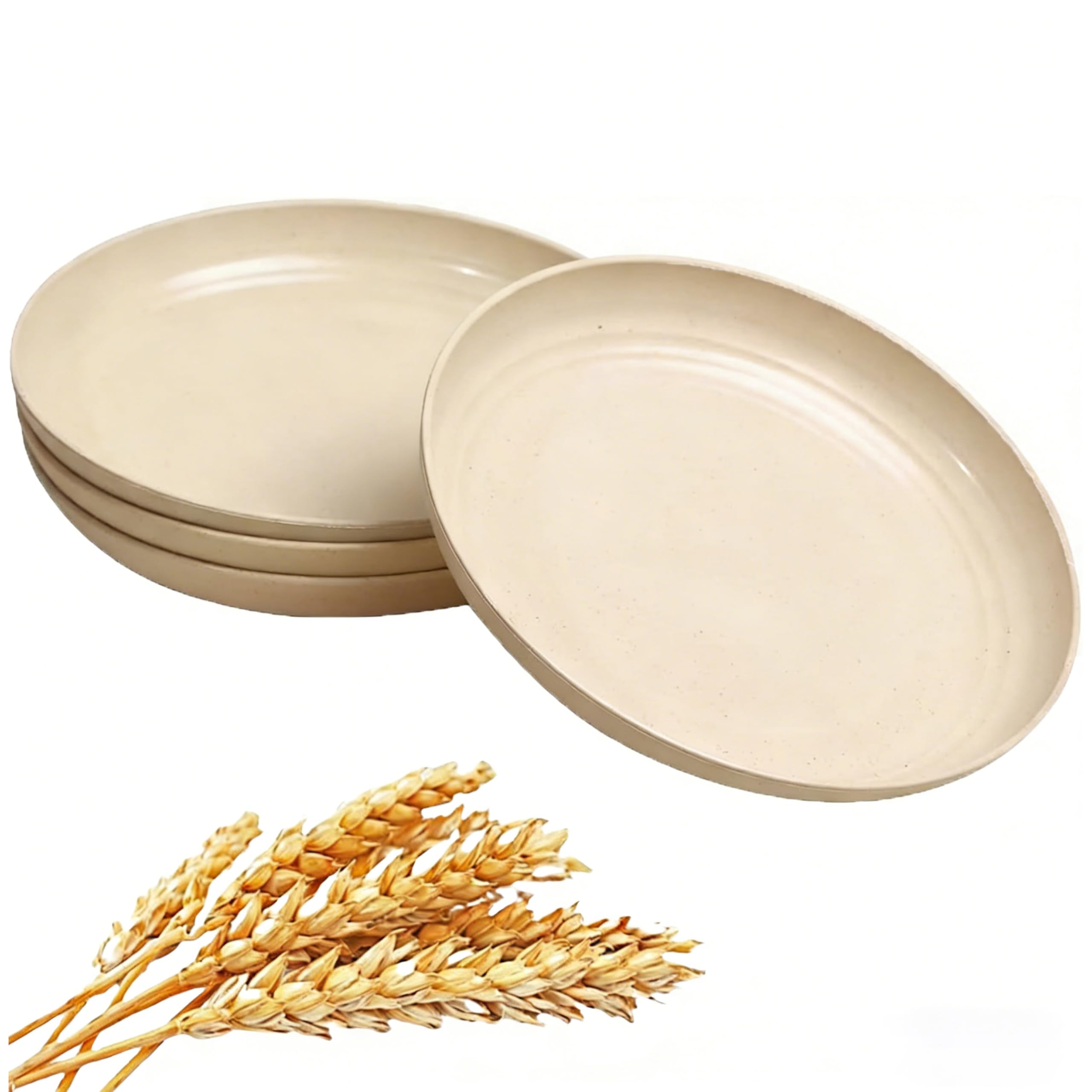 GZTFPQ Unbreakable Dinner Plates 4 Pack, 20 cm Beige Plastic Plates