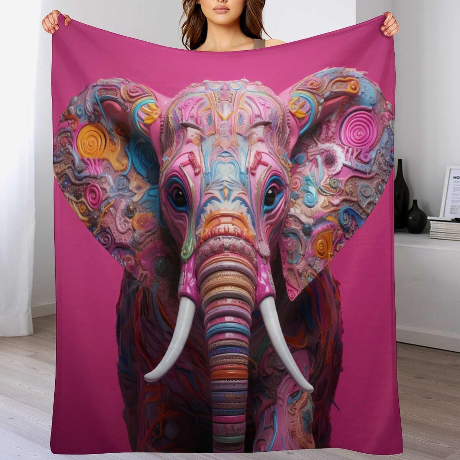 Couverture éléphant en flannel non rejet fini les poils sur le canapé