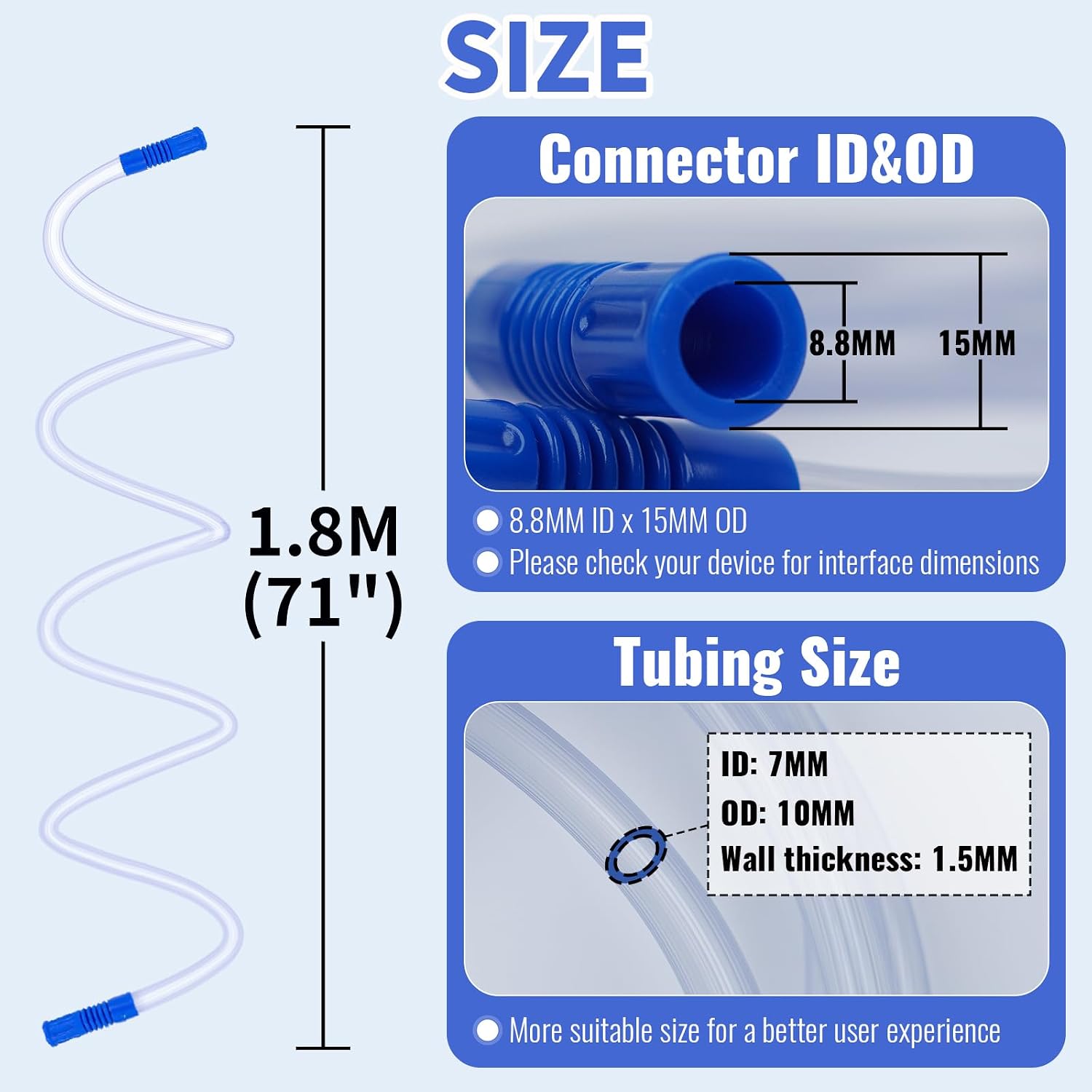 3 PCS 71" Suction Tubing, Durable Extended Suction Connection Tube