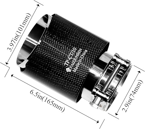 Miniatura 2 de FAIZJUNBEN Puntas de escape de fibra de carbono, 2.9 in de entrada, 4.0 in salida de los tubos de escape, negro brillante pulido espejo