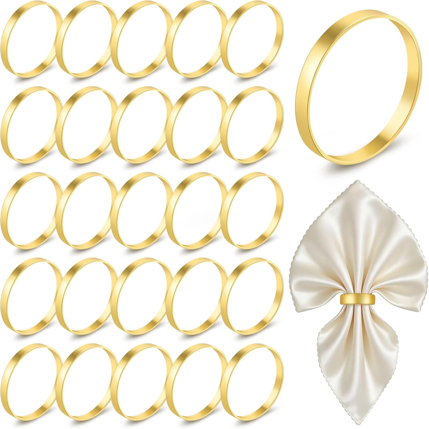 200pcs Gold Napkin Rings Bulk,FACULX Round Gold Metal Napkin Buckles Suitable for Dining Tables,Parties, Everyday Use,Weddings,Banquets,Kitchens,Valentine's Day,and Table Settings