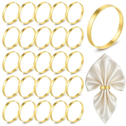 200pcs Gold Napkin Rings Bulk,FACULX Round Gold Metal Napkin Buckles