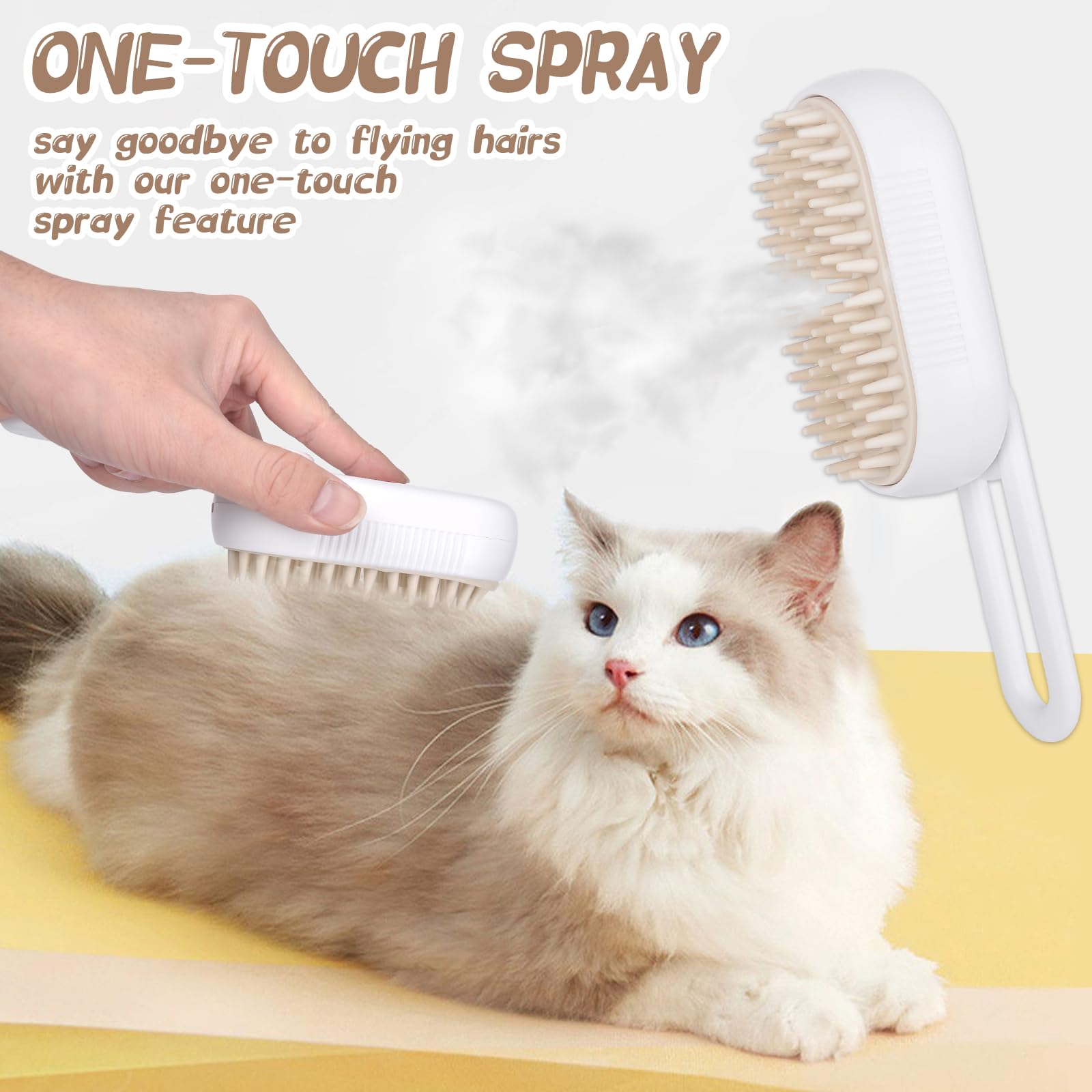 Spazzola A Vapore Per Gatti Steamy - 3 In 1, Pettinatura, Massaggio E Pulizia, Con Acqua, Per Pelo Lungo/Corto - Foto 6