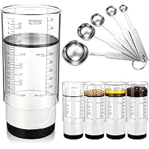 6 Pcs Adjustable Measuring Set with 1 Push Up Cup and 5 Measuring Spoons