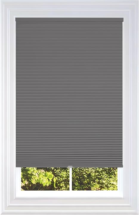 BlindsAvenue Cellular Honeycomb Cordless Shade, 9/16" Single Cell, Blackout, Anthracite, Size: 54" W x 72" H