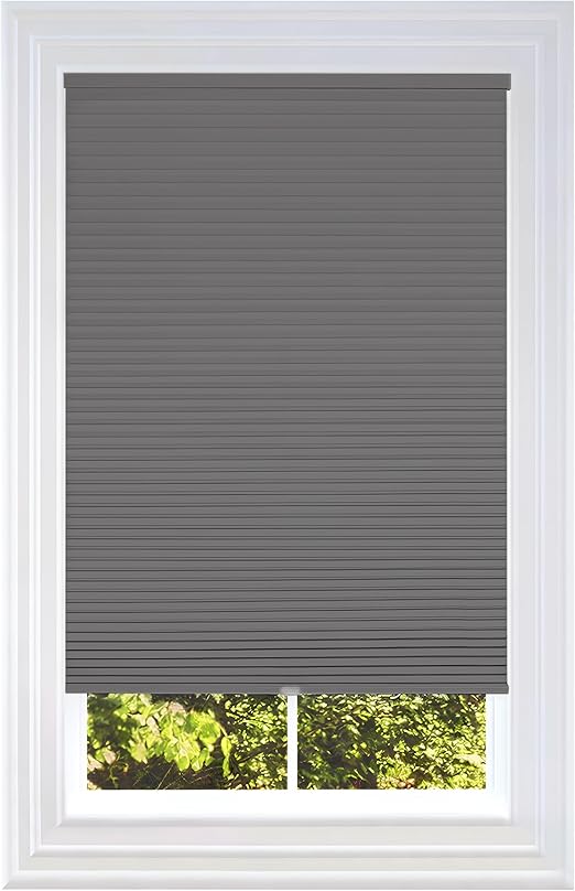 BlindsAvenue Cellular Honeycomb Cordless Shade, 9/16" Single Cell, Blackout, Anthracite, Size: 54" W x 72" H