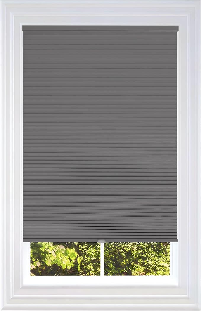BlindsAvenue Cellular Honeycomb Cordless Shade, 9/16" Single Cell, Blackout, Anthracite, Size: 54" W x 72" H