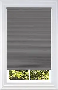 BlindsAvenue Cellular Honeycomb Cordless Shade, 9/16" Single Cell, Blackout, Anthracite, Size: 54" W x 72" H