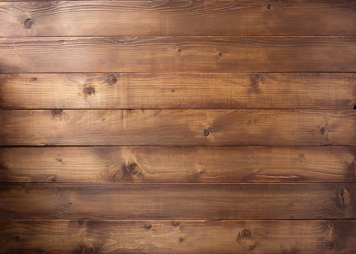 LYWYGG 7x5ft Rustic Wood Backdrop Retro Rustic Wooden Floor Photography Background Birthday Party Banner Backdrops CP- 621