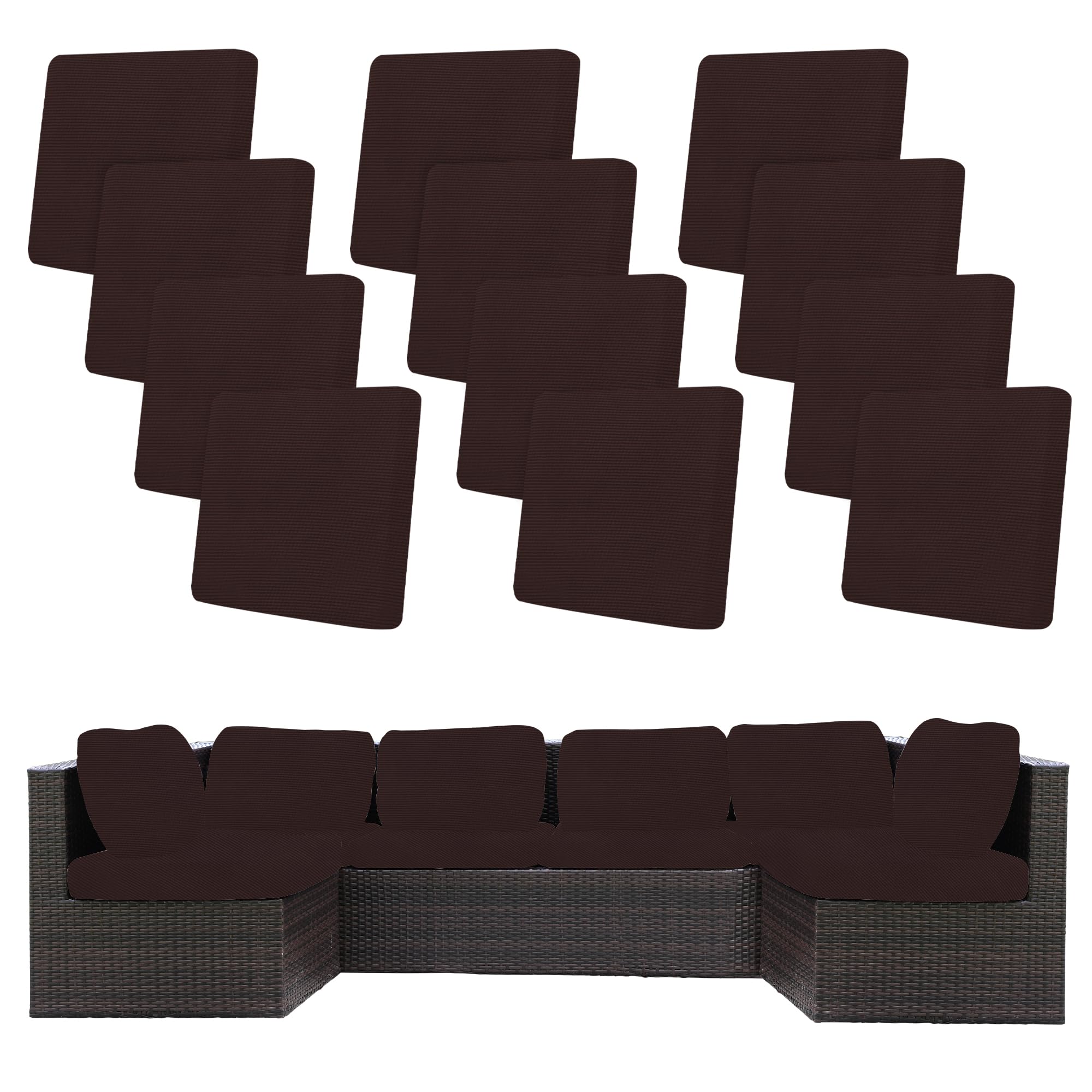 12 Pcs Outdoor Cushion Covers, Patio Sofa Cushion Covers Replacement