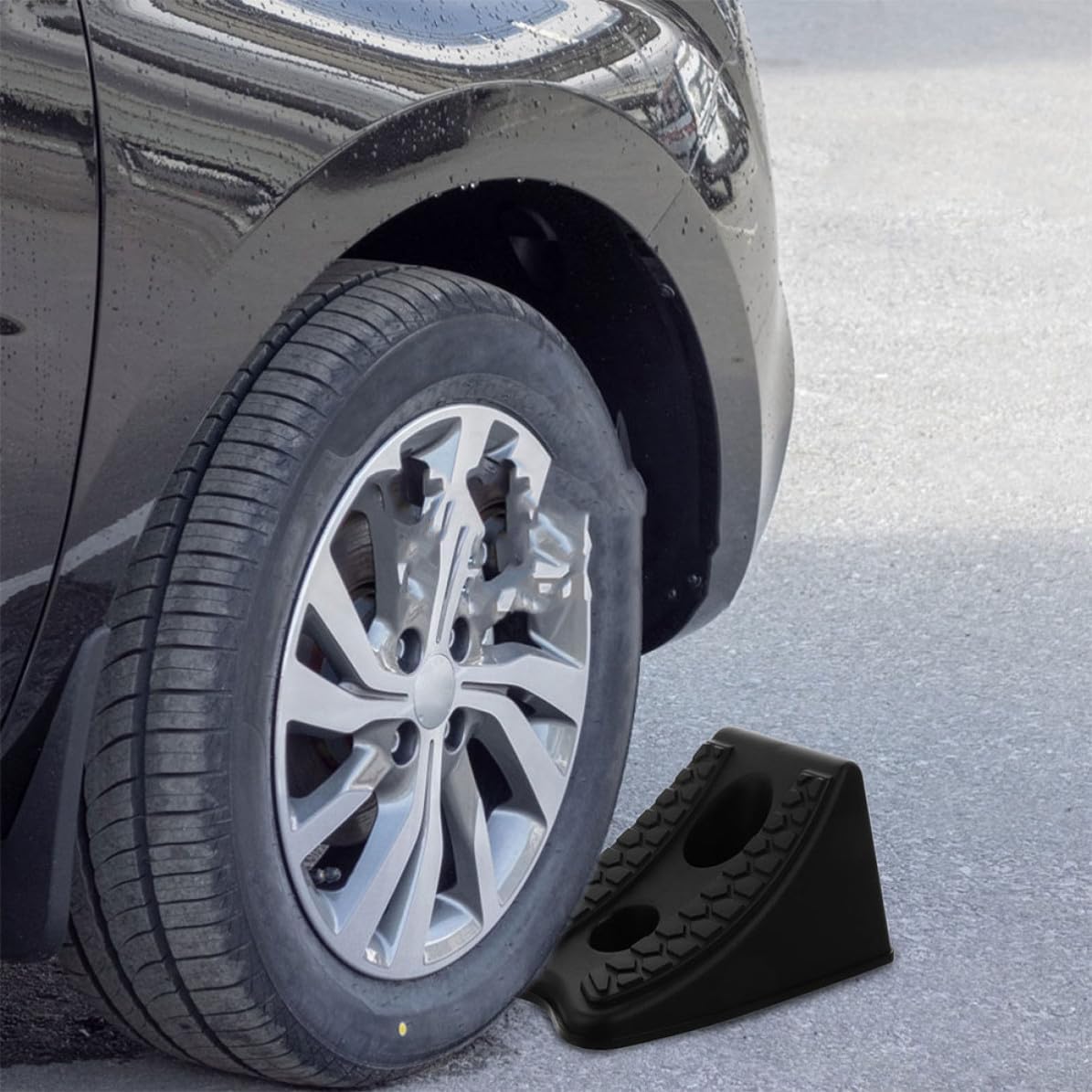Cabilock 2pcs Wheel Chock for Trailers, Trucks, and Rvs, Anti-Slip Plastic