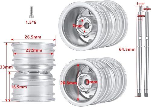Miniatura 6 de Juego de 4 llantas RC con eje de transmisión CVD de 1.0 pulgadas, ruedas dobles delanteras y traseras para 124 Axial SCX24 Deadbolt Bronco C10 RC