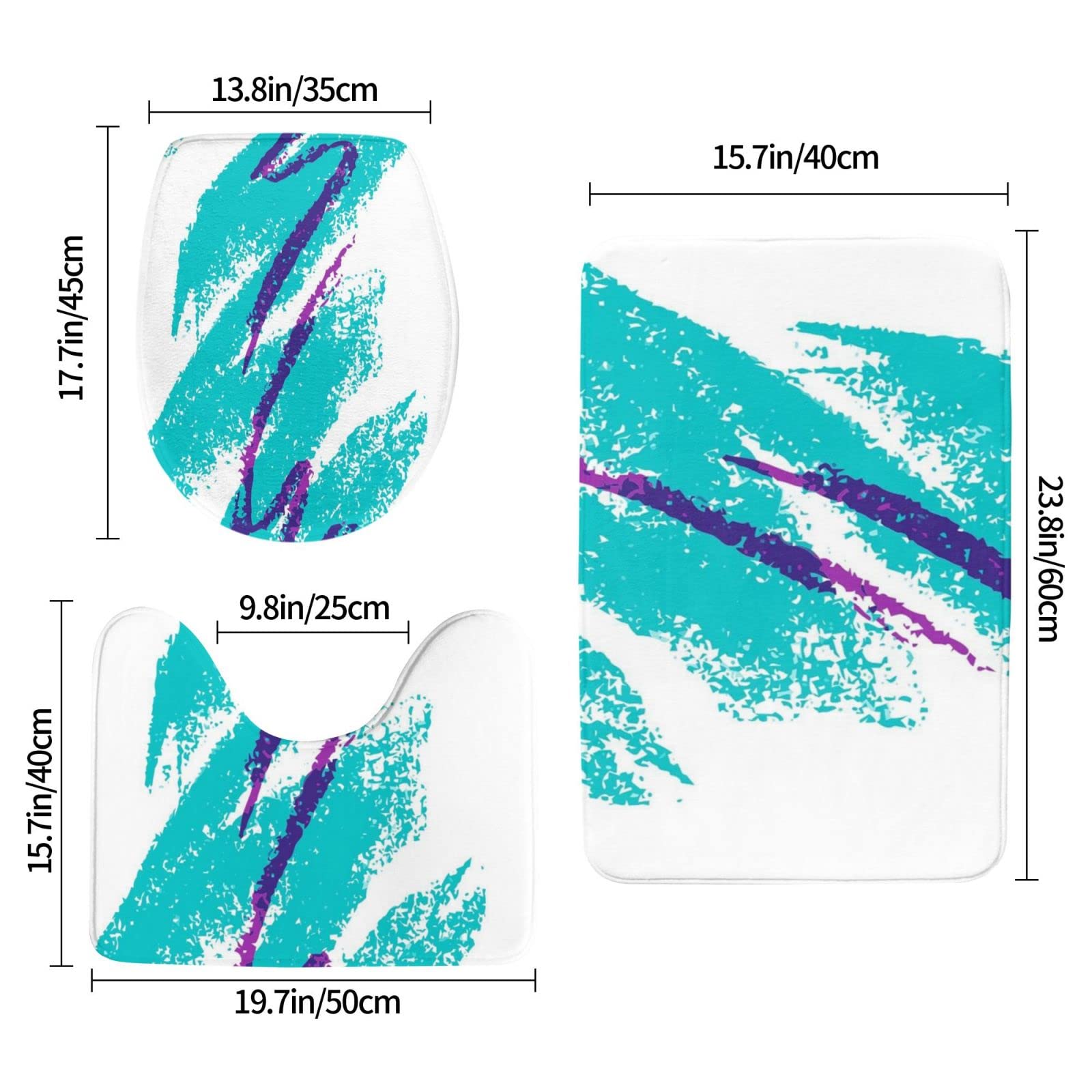 Lot de 3 tapis de bain décoratifs absorbants Motif coupe des années 90 61 x 40,6 cm