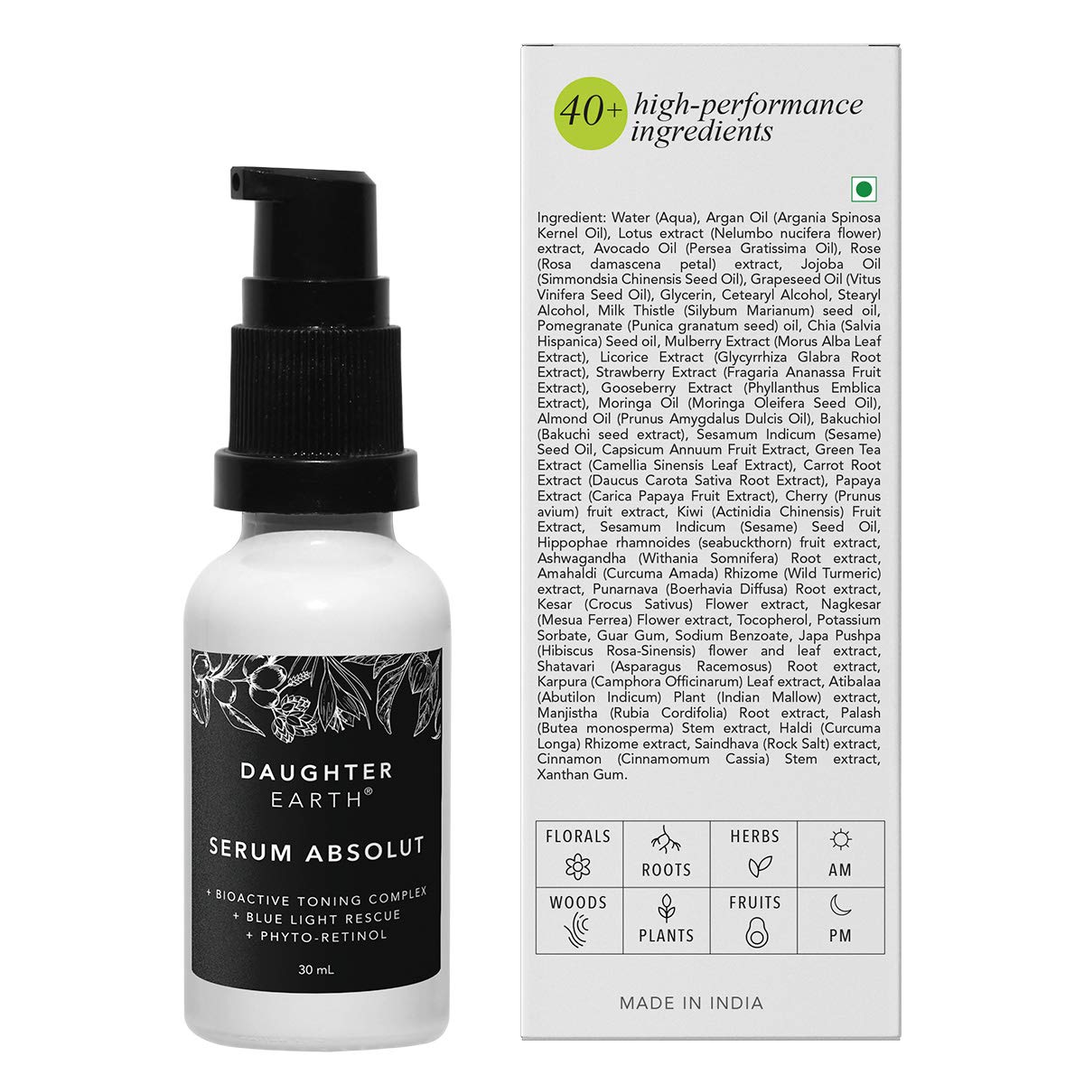 DAUGHTER EARTHBakuchiol Face Serum With Blue Light Defense - Serum Absolut | Retinol Alternative With Nutri-Active Complex | Nourishes & Tones The Skin | Fights Free Radicals & Locks Moisture | 30 ml