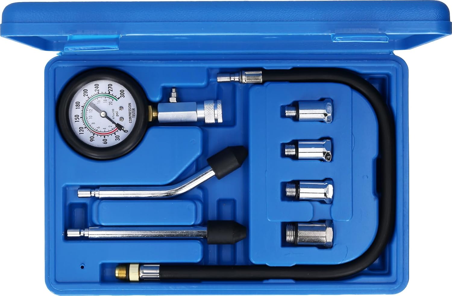 BRILLIANT TOOLS BT581100 Compression Tester Set for Petrol Engines, 8 Pieces [Powered by KS Tools]