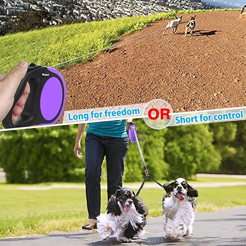 Miniatura 4 de Correa doble retráctil para perros de hasta 50 libras por 16 pies para perros pequeños y medianos, un sistema bloqueado, agarre antideslizante, sin