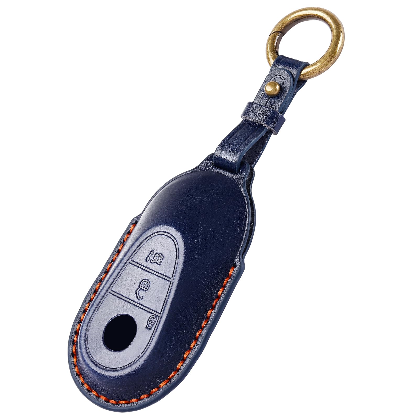 Cover Chiavi in Pelle Custodia Chiave con Portachiavi Guscio Copertina Chiave per Mercedes Benz C-Class W206 S-Class W223 GLC X254 EQS V297 EQE V295 Coprichiave Macchina Copri Chiavi, Blu