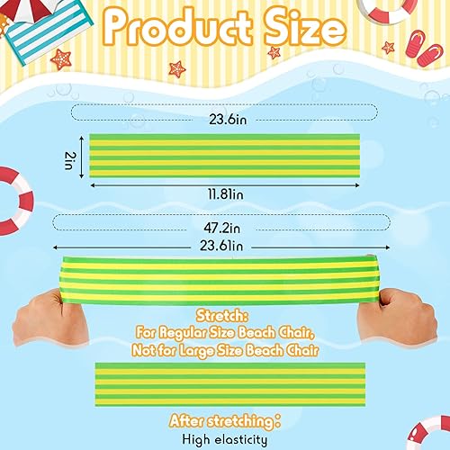 Miniatura 2 de Boao Paquete de 8 bandas de toalla para sillas de playa, clips de toalla de crucero para sillas de piscina, correas elásticas a prueba de viento