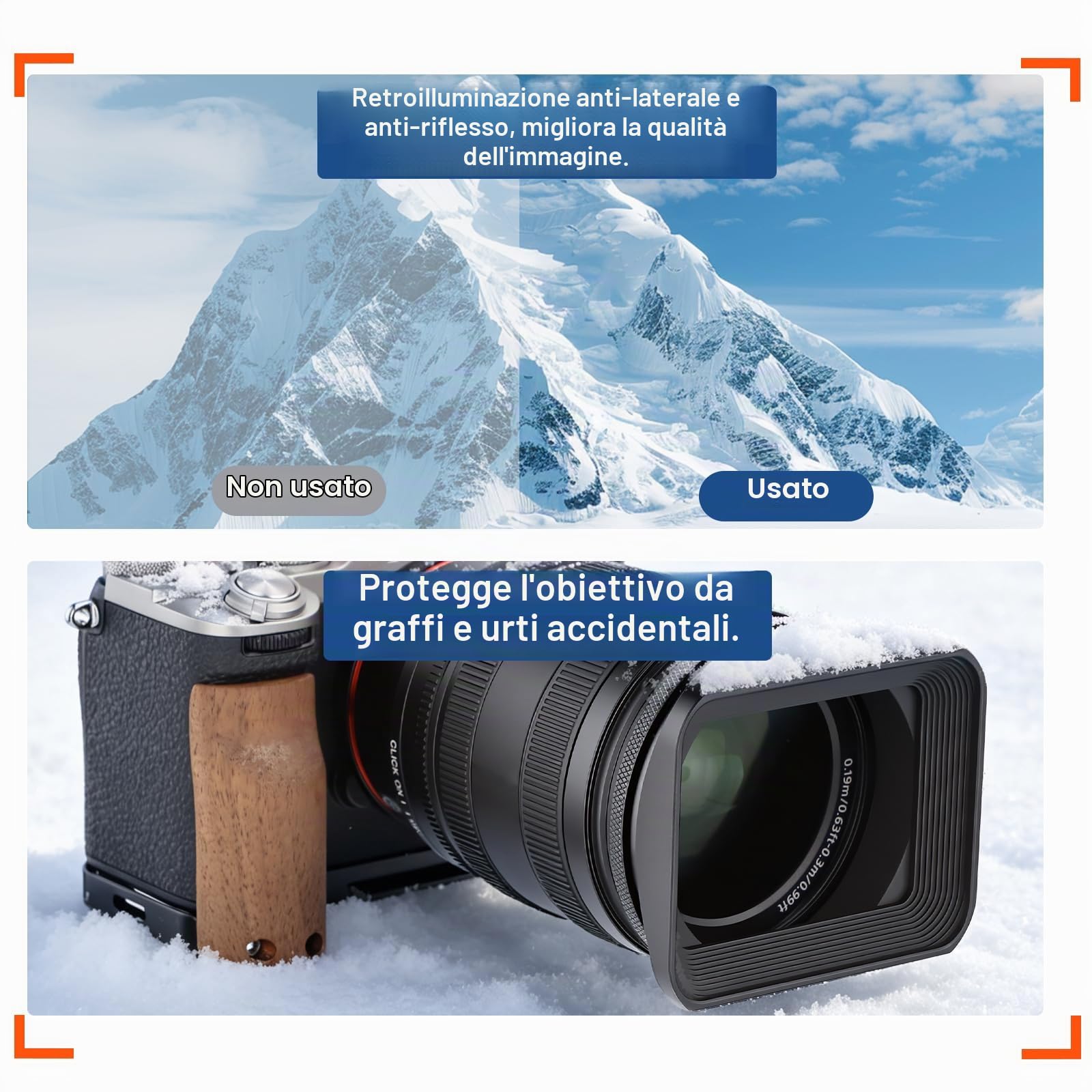 Haoge LH-B72T - Paraluce quadrato da 72mm, in metallo, con tappo a vite, per obiettivi Canon Nikon Sony Leica Carl Zeiss Voigtlander Nikkor Fujifilm e altri obiettivi con filettatura da 72mm