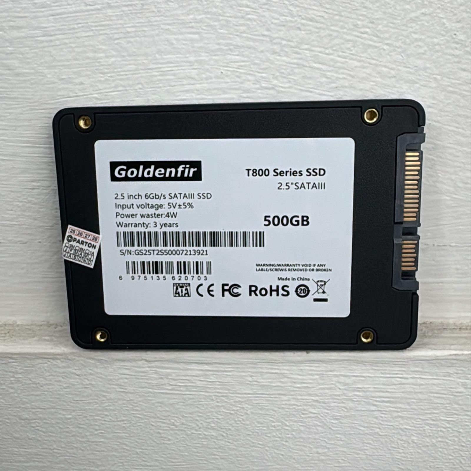 SSD 500GB Goldenfir SATA III 2.5” T800 – Disco de Estado Sólido