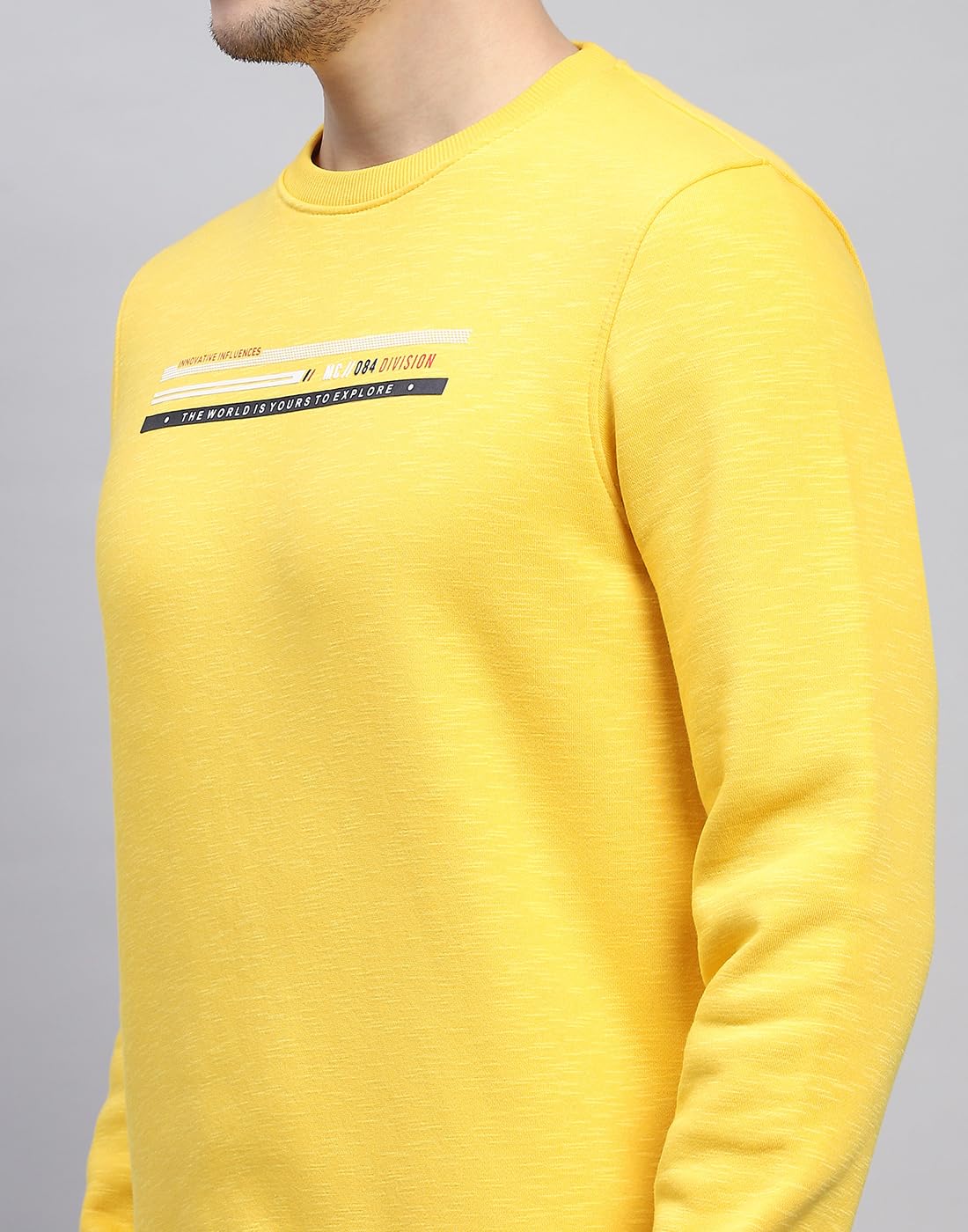 Monte Carlo Mens Printed Yellow Round Neck Full Sleeve Sweatshirt (224066170-2-42) 4
