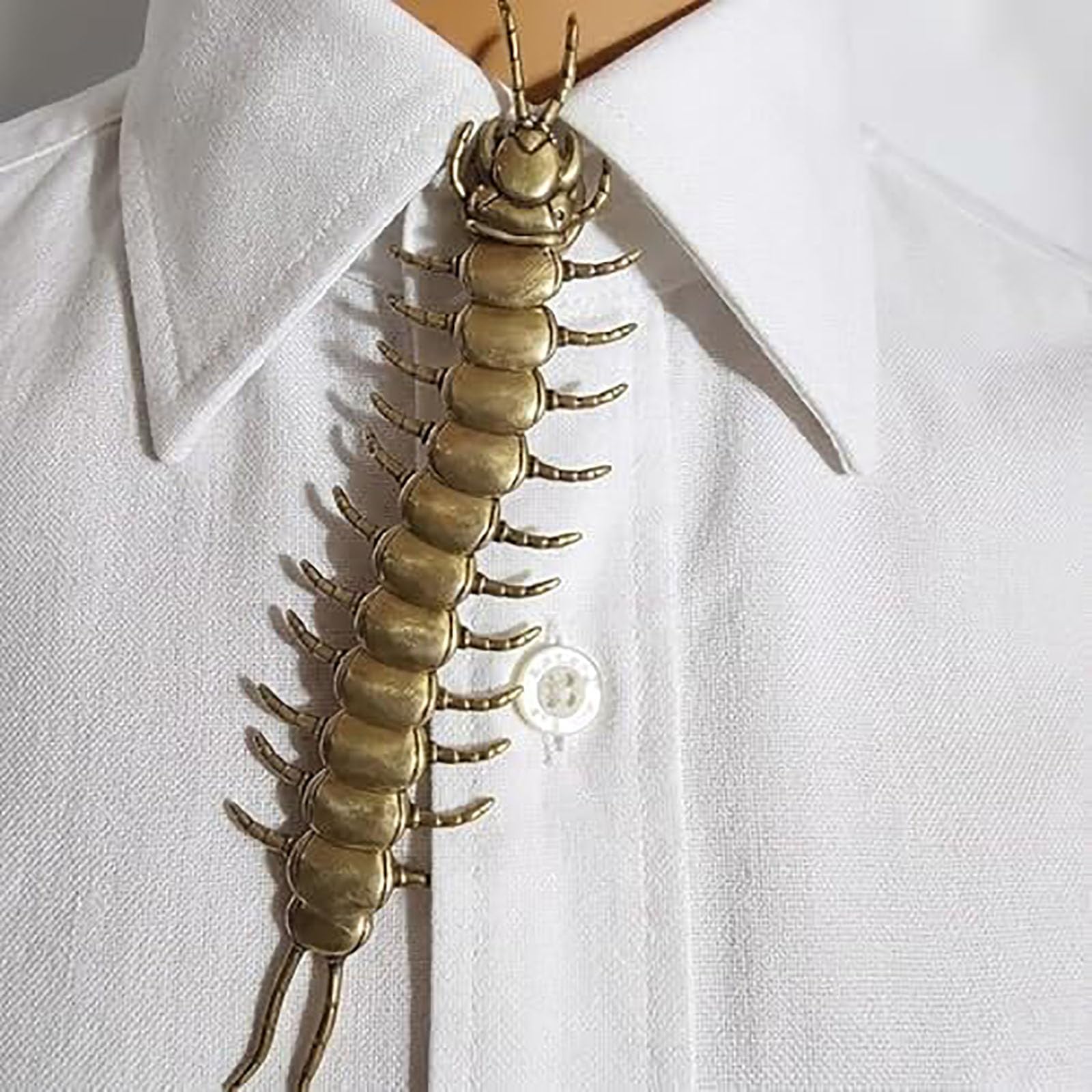 Cache-bouton Centipede, Clip de bouton rétro en laiton mobile, Manchon décoratif animalier, Broche et accessoire pour col de vêtement