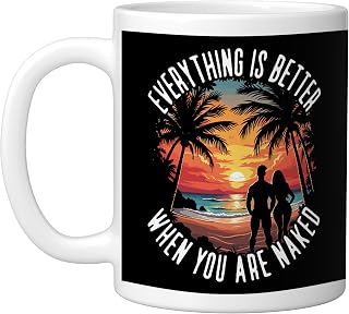 Naturism Nudist Summer Design Men Women Nakedness Nudism Ceramic Mug, White