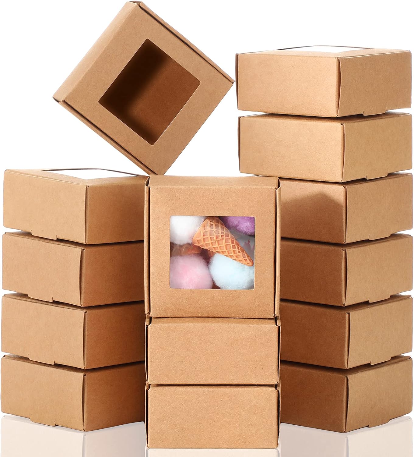 Soap Boxes for Homemade Paaging, Mini Kraft Boxes with Window for