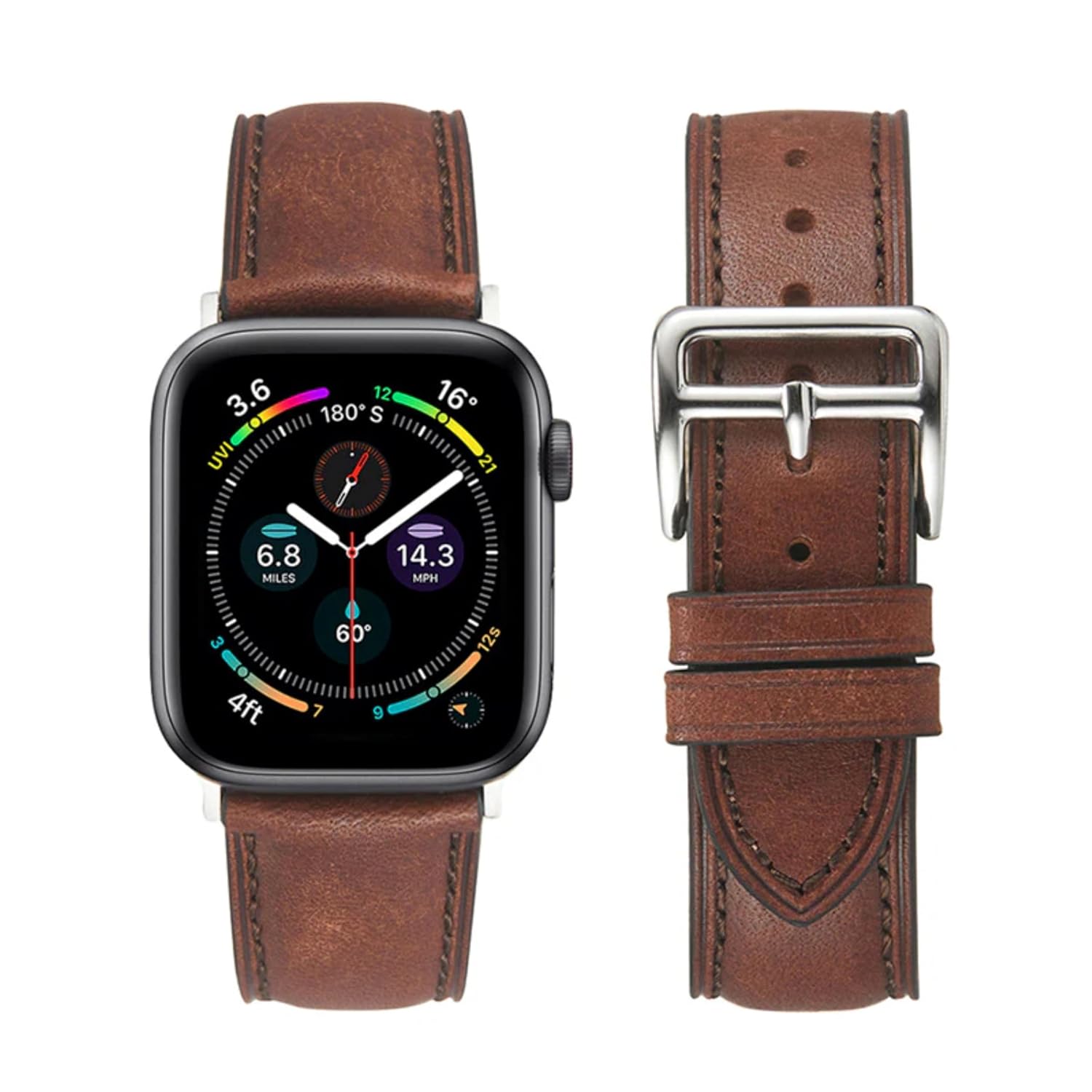 KRZNA Ultra Luxury, Elegant, Genuine Italian Leather Band Compatible with Apple Watch 49mm 45mm 42mm 44mm, iWatch Series Ultra 8 7 6 5 4 3 2 1 SE Sports [ 4 Color Options ]