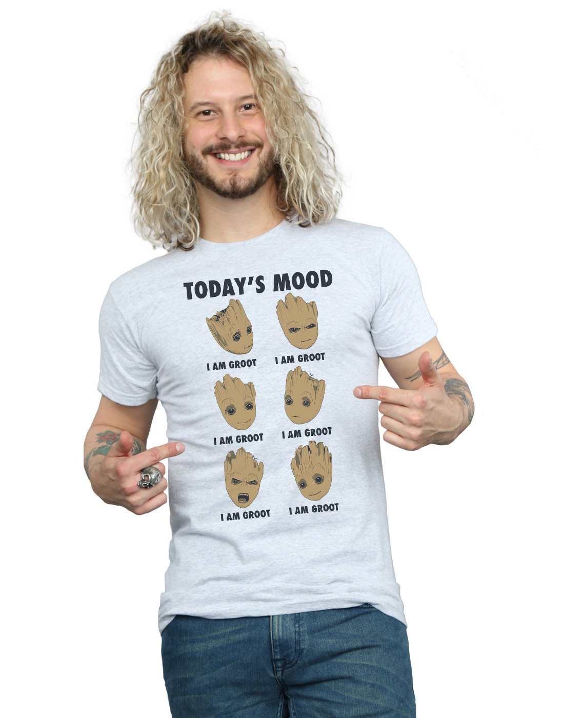 Marvel Men's Guardians of The Galaxy Groot Today's Mood T-Shirt Sport Grey XXX-Large