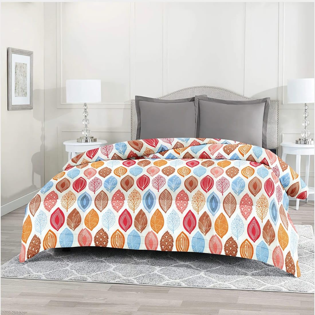 AURAVE Printed Pink Feathers Vector Pattern Cotton Duvet Cover-image-16