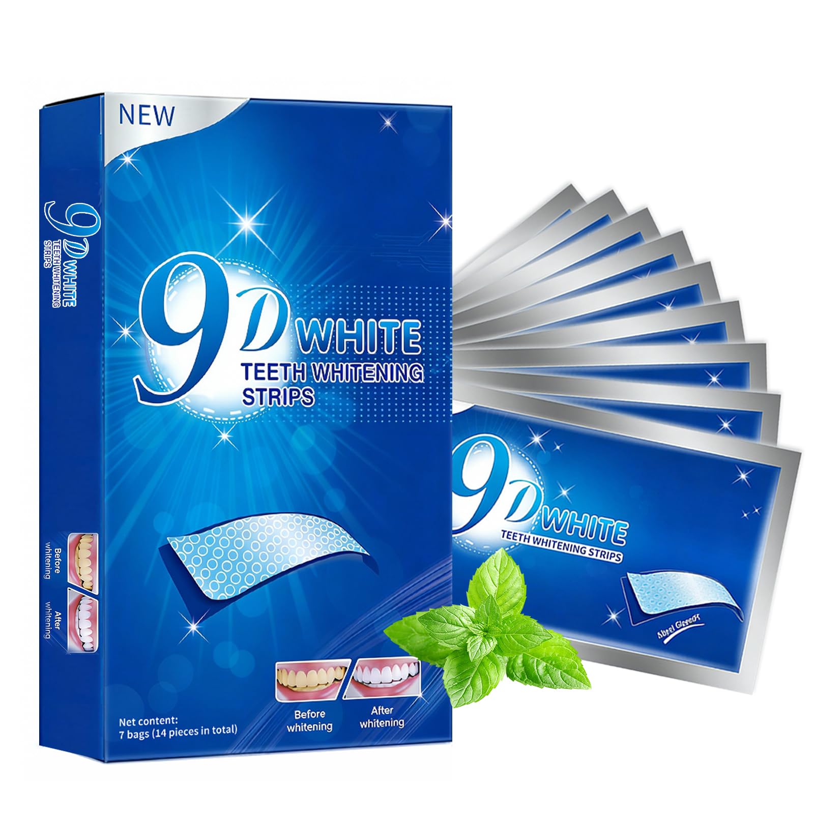 Teeth Whitening Strips - 9D Teeth Whitening Kit Professional Effects Non-Sensitive Teeth Whitener for Enamel Safe 14 Strips