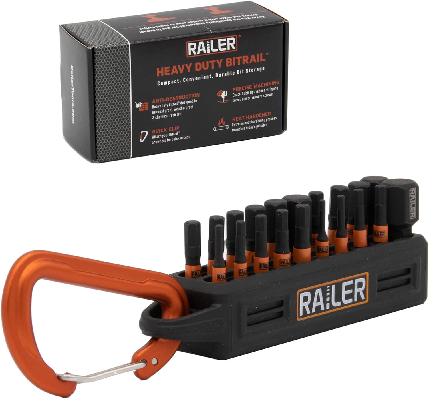 Allen Wrench Hex Bit Set - Railer 1 Inch Impact Driver 20pc Hex Bit Set With A Bit Holder & Carabiner. Premium S2 Steel, Ideal For Furniture Screws