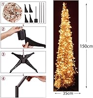 Vista 5 de Árbol de Navidad artificial con 100 luces LED, delgado, plegable, para fiestas, carnaval, decoración de Navidad