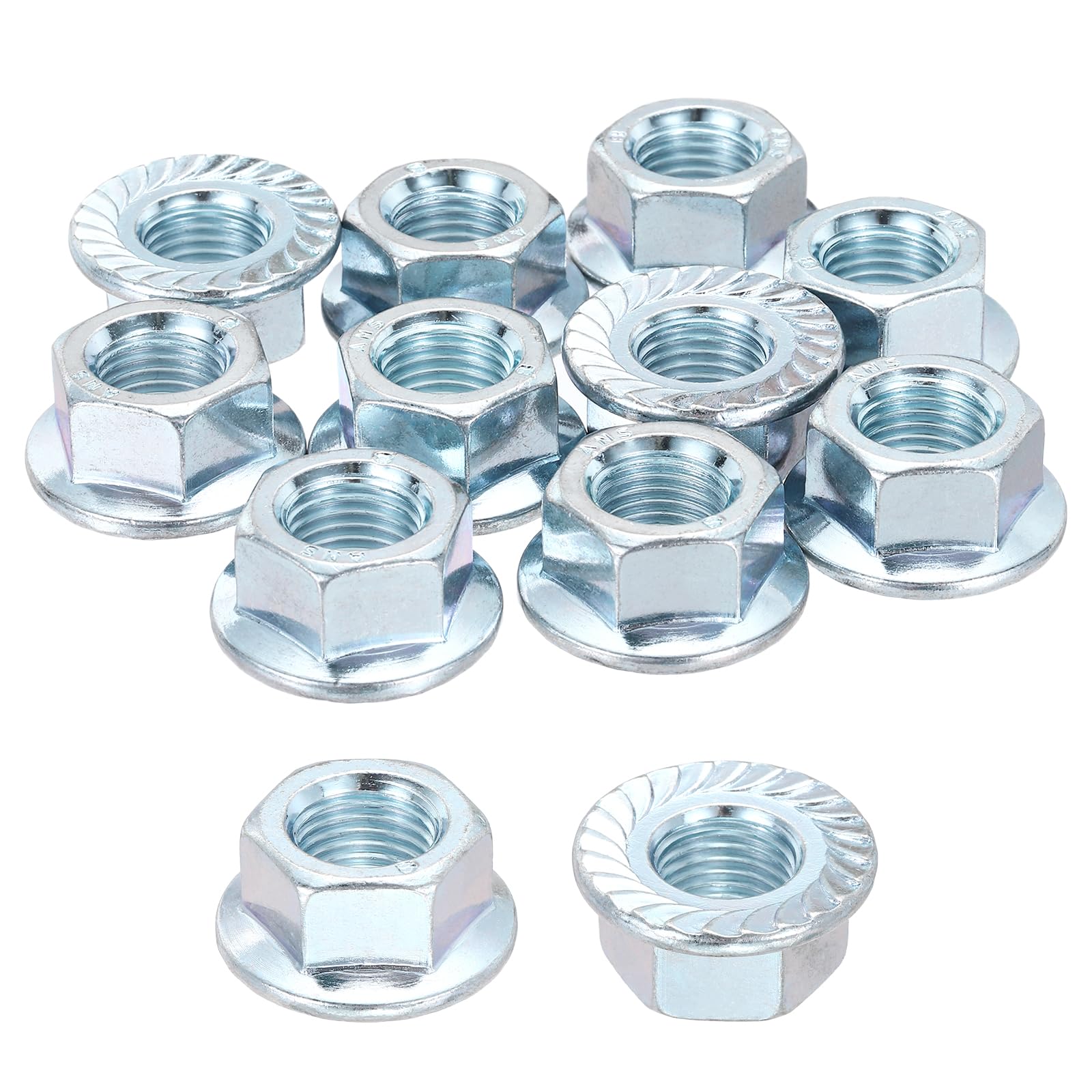 Kozelo 10Pcs Serrated Flange Hex Nut-M10-1.25-Fine Carbon Steel Zinc Plated