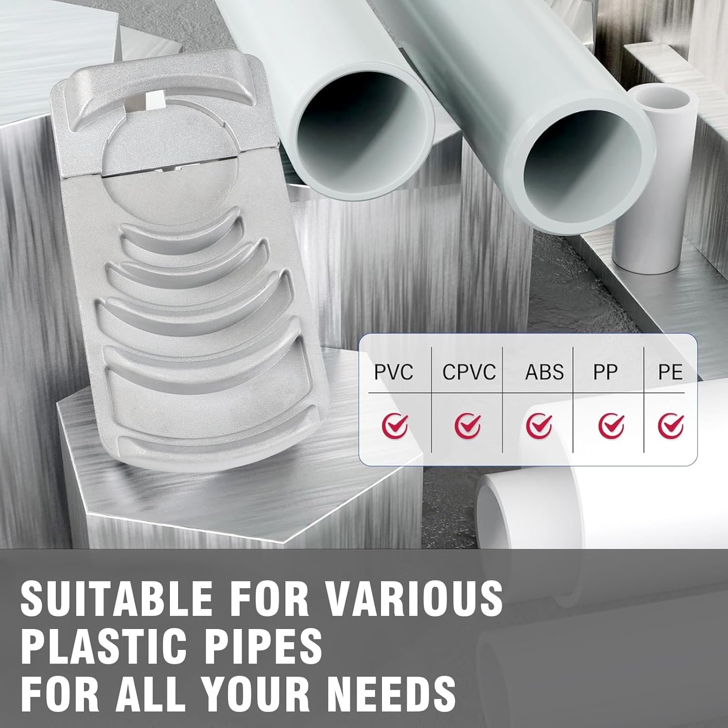 Deburring and Chamfer Tool for PVC Pipes, Fits Six Pipe Sizes from 1-1/4 to 4 Inch, Edge Smoothing Reamer for Plastic Plumbing Applications, Sharp Blade for Clean Finish (Silver)