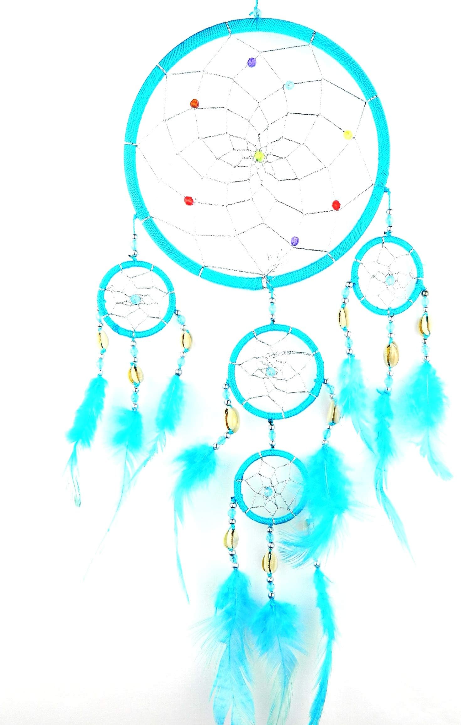 Bali unbrandedShell dreamcatcher Turquoise blue silver web dream catcher