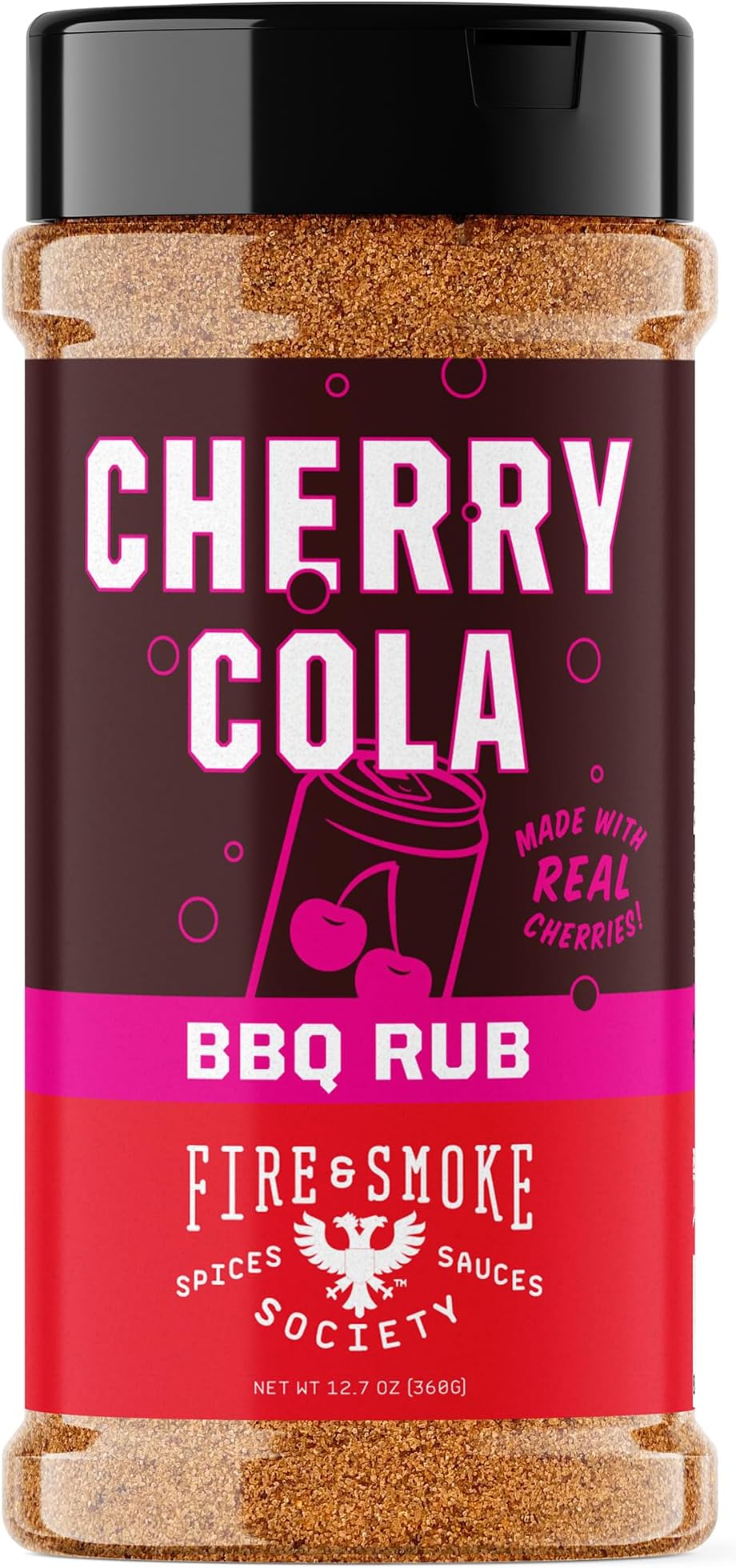 Fire & Smoke Society Cherry Cola Dry Rub | BBQ Seasoning for Smoking and Grilling Meat | Rib Rub, Brisket Seasoning, Pulled Pork Rubs and Spices | Allspice and Natural Cola Flavor | XL 12.7 oz