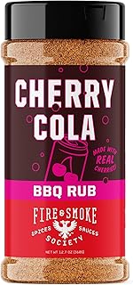 Fire & Smoke Society Cherry Cola Dry Rub | BBQ Seasoning for Smoking and Grilling Meat | Rib Rub, Brisket Seasoning, Pulled Pork Rubs and Spices | Allspice and Natural Cola Flavor | XL 12.7 oz