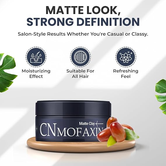 Medium Hold Matte Clay 100g, Long Lasting Hair Wax for Men & Women, Natural Matte Finish Styling Clay with Nourishing Oils, Easy to Wash Off, For Textured Looks & Daily Use