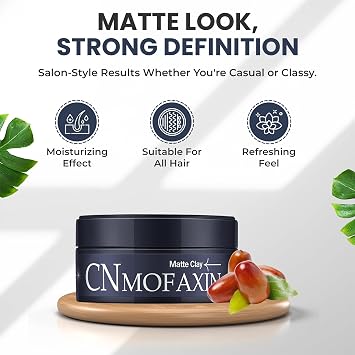 Medium Hold Matte Clay 100g, Long Lasting Hair Wax for Men & Women, Natural Matte Finish Styling Clay with Nourishing Oils, Easy to Wash Off, For Textured Looks & Daily Use