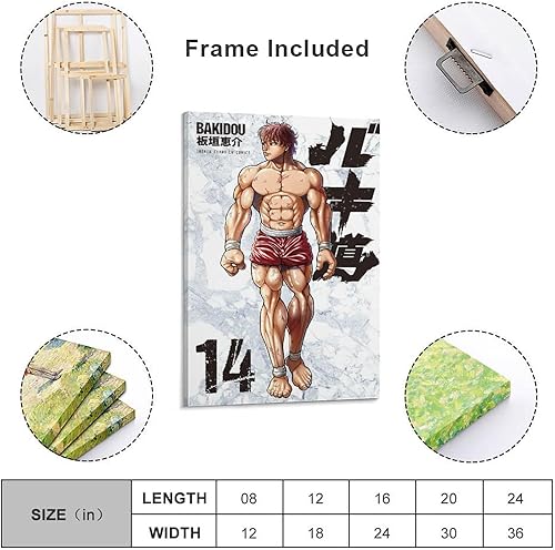 Miniatura 2 de Póster de anime de lucha Baki The Grappler Muscle Man Fitness Decor Poster (18) lienzo de pared para decoración de pared, decoración de habitación,