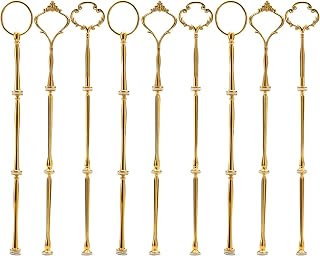 Tosnail 9 Sets 3 Tier Cupcake Stand Fittings, Cake Stand Hardware, Dessert Serving Trays Support Rod, Tiered Resin Plates, Crafts Making and Decoration - Gold