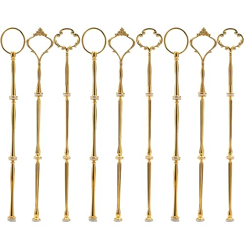 Tosnail 9 Sets 3 Tier Cupcake Stand Fittings, Cake Stand Hardware, Dessert Serving Trays Support Rod, Tiered Resin Plates, Crafts Making and Decoration - Gold