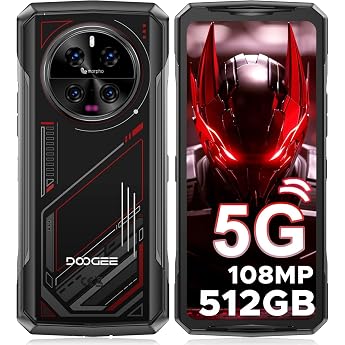 V40 Telephone Portable Incassable 5G 32GB RAM + 512GB ROM TF 2TB Smartphone Incassable Android 14 Avec 120Hz 6.78 FHD+  cran 4nm D7300 CPU/AI 108MP/WiFi 6E/BT 5.4/NFC/3 Fente de Carte Rouge