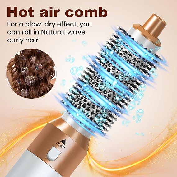 Hair Dryer Brush 5 in 1, Negative Ion Blow Dryer Brush Set - 110,000 RPM High - Speed Hot Air Brush Air Styler Curling Wrap Air Curler,Curling Iron Hair Styling Tool for Straight Curl Drying Smoothing